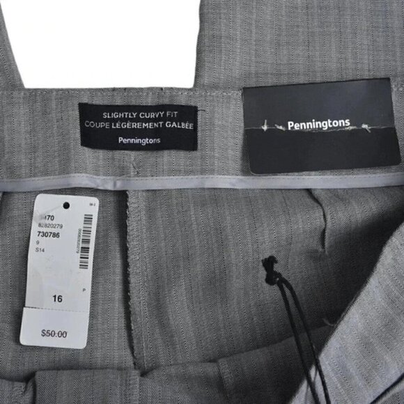 NWT Penningtons Pants Slightly Curvy Fit Gray Straight Leg Size 16 - Picture 7 of 11